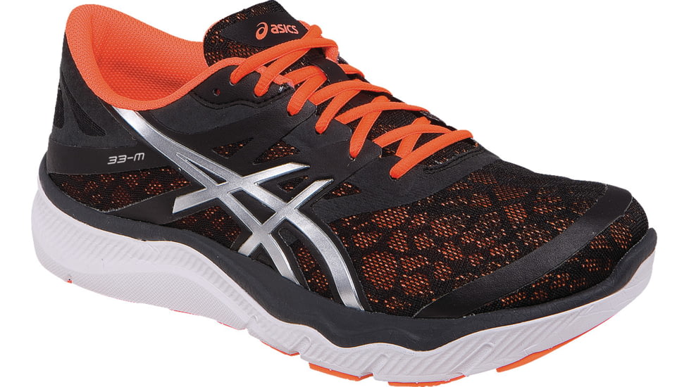Asics 33-M Road Running Shoe - Men's-Onyx/Silver/Orange-Medium-9.5 US