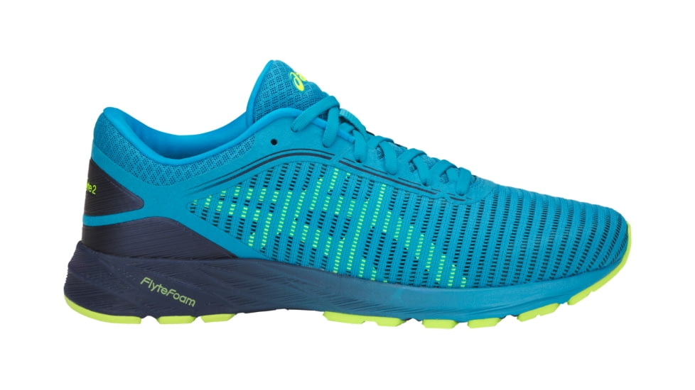 Asics DynaFlyte 2 Road Running Shoes - Men's, Island Blue/Safety Yellow/Indigo Bue, Medium, 12 US T7D0N.4107-12
