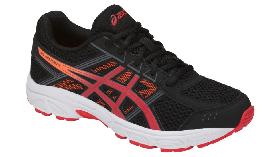 Asics GEL-Contend 4 GS Shoes - Kids, Black/Fiery Red/Shocking Orange, Medium, 4 US C707N.9023-4