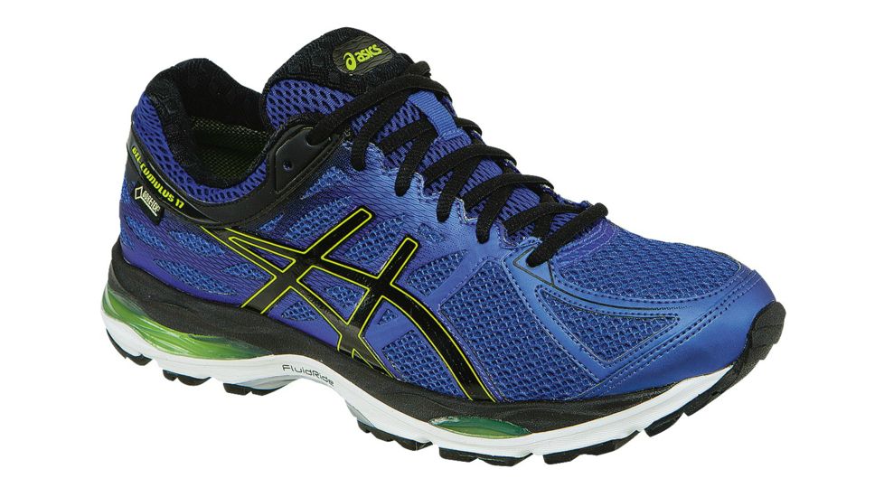 Asics Gel-Cumulus 17 GTX Road Running Shoe - Men's-Blue/Black/Lime-Medium-10 US