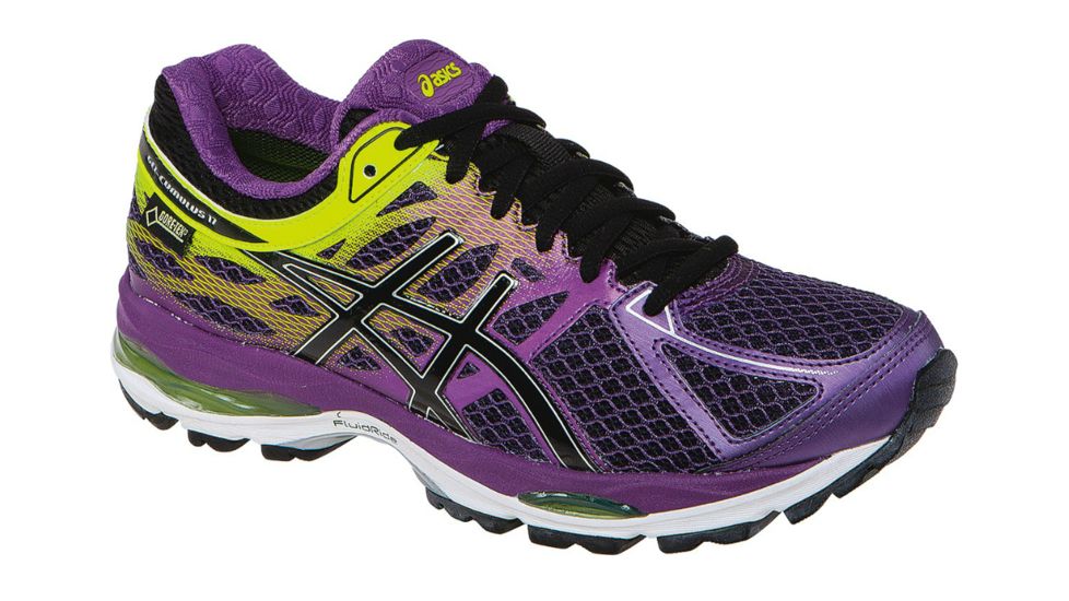 Asics Gel-Cumulus 17 GTX Road Running Shoe - Womens-Plum/Onyx/Yellow-Medium-7 US
