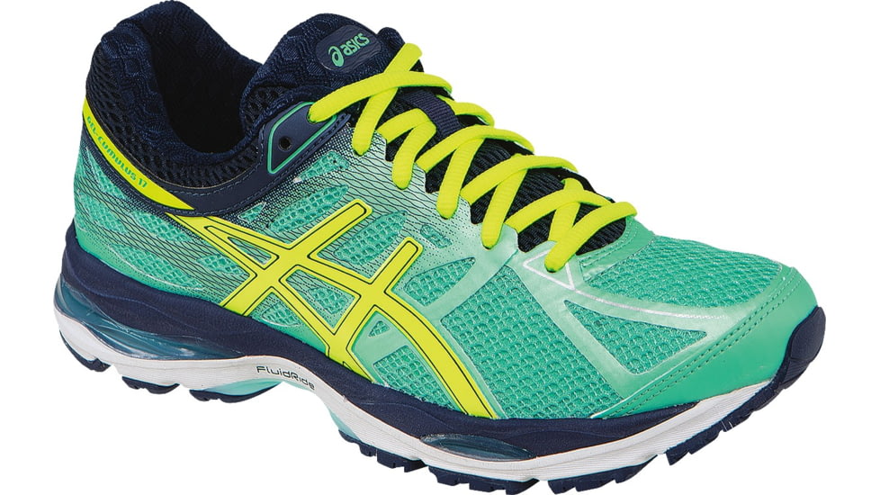 Asics Gel-Cumulus 17 Road Running Shoe - Womens-Aqua/Yellow/Navy-Medium-7 US