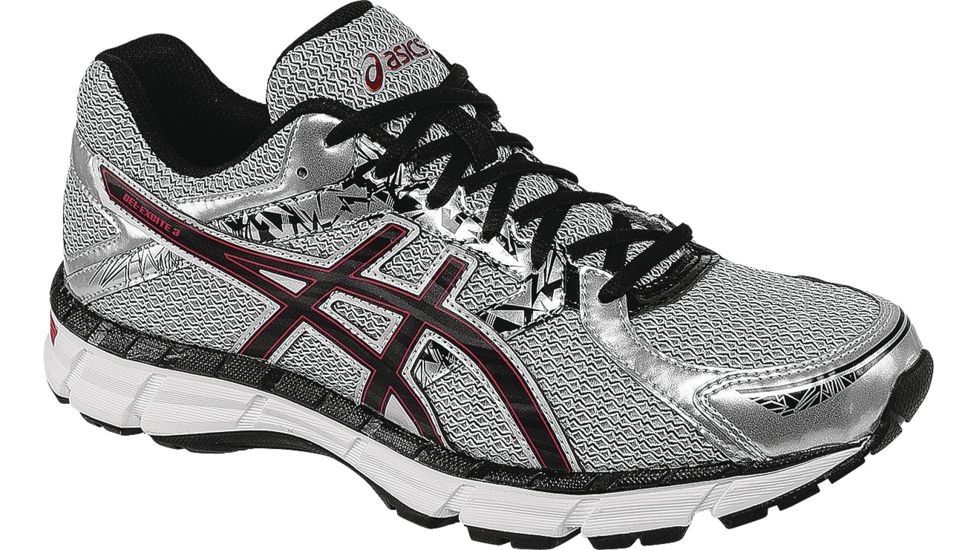 Gel-Excite 3 Road Running Shoe - Mens-Silver/Black/Red-Medium-9