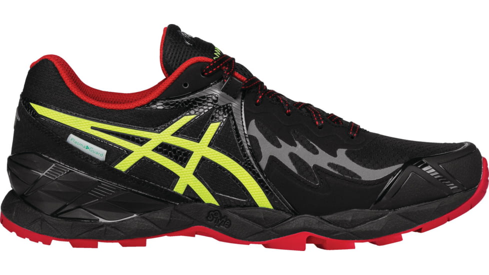 Asics Gel-Fuji Endurance Trail Running Shoe - Men's-Black/Yellow/Vermilion-Medium-9.5