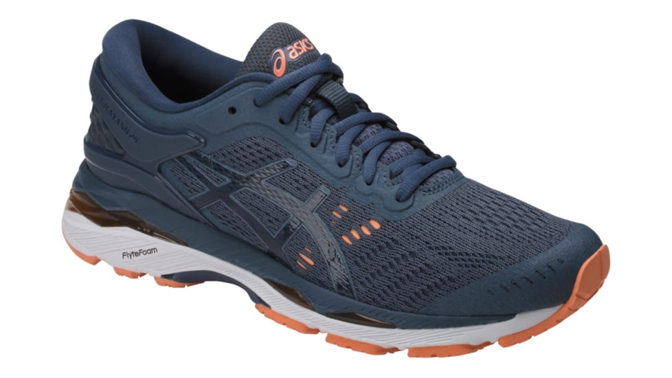Asics GEL-Kayano 24 Road Running Shoes - Women's, Smoke Blue/Dark Blue/Canteloupe, Medium, 10 US T799N.5649-10