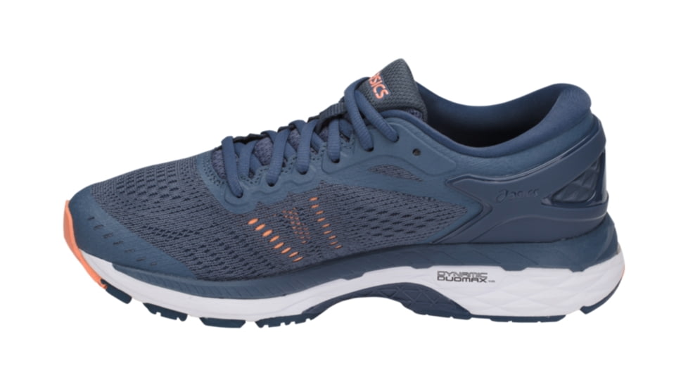 Asics GEL-Kayano 24 Road Running Shoes - Women's, Smoke Blue/Dark Blue/Canteloupe, Wide, 10 US T7A5N.5649-10