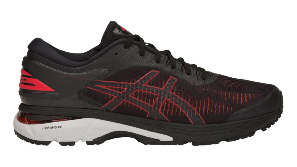 Asics GEL-Kayano 25 Road Running Shoes - Mens, Black/Classic Red, Medium, 10, 1011A019.004-10