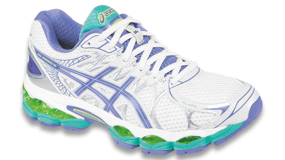 Asics Gel-Nimbus 16 Road Running Shoe - Women's-White/Periwinkle/Mint-Medium-11 US