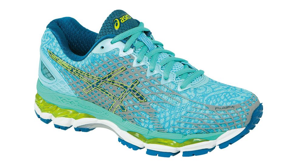Asics Gel-Nimbus 17 Lite-Show Road Running Shoe - Womens-Aqua/Silver/Yellow-Medium-6.5 US