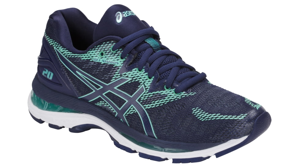 Asics GEL-Nimbus 20 Road Running Shoes - Women's, Indigo Blue/Indigo Blue/Opal Green, Medium, 10 US T850N.4949-10
