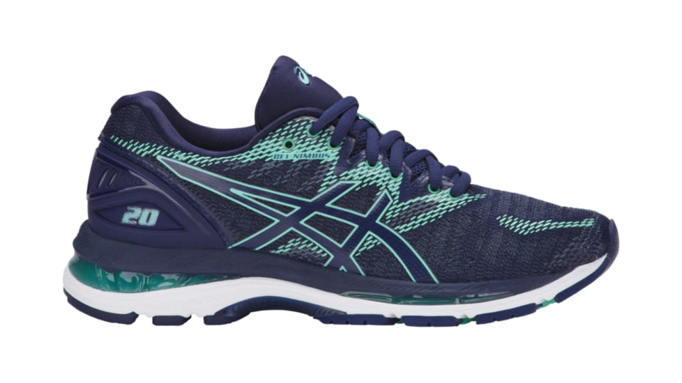 Asics GEL-Nimbus 20 Road Running Shoes - Women's, Indigo Blue/Indigo Blue/Opal Green, Medium, 10 US T850N.4949-10