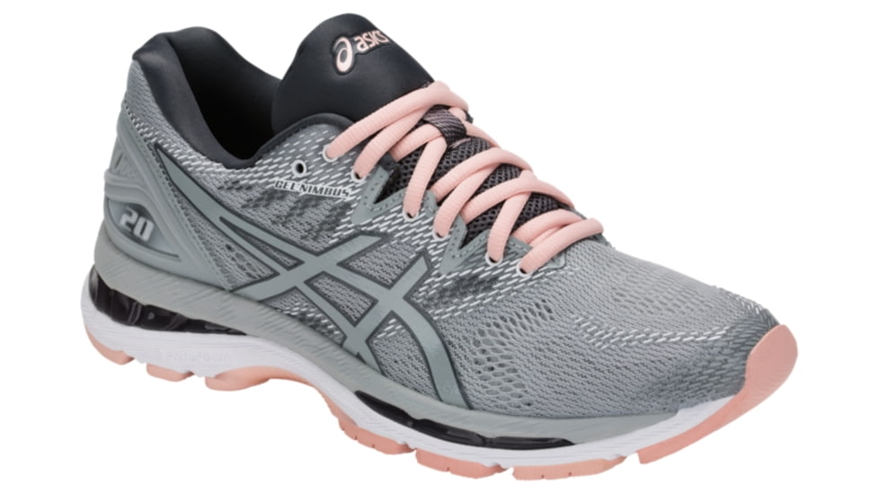 Asics GEL-Nimbus 20 Road Running Shoes - Women's, Mid Grey/Mid Grey/Seashell Pink, Medium, 10 US T850N.9696-10