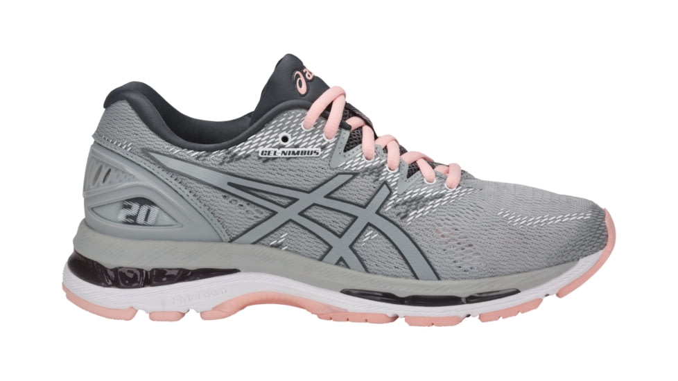 Asics GEL-Nimbus 20 Road Running Shoes - Women's, Mid Grey/Mid Grey/Seashell Pink, Medium, 10 US T850N.9696-10