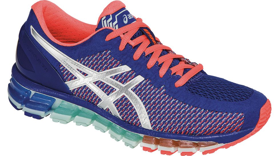 Asics Gel-Quantum 360 2 Road Running Shoe - Women's-Blue/White/Coral-Medium-7.5