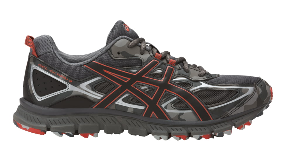 Asics Gel-Scram 3 Trail Running Shoe - Men's-Dark Grey/Black/Red Clay-Medium-10.5