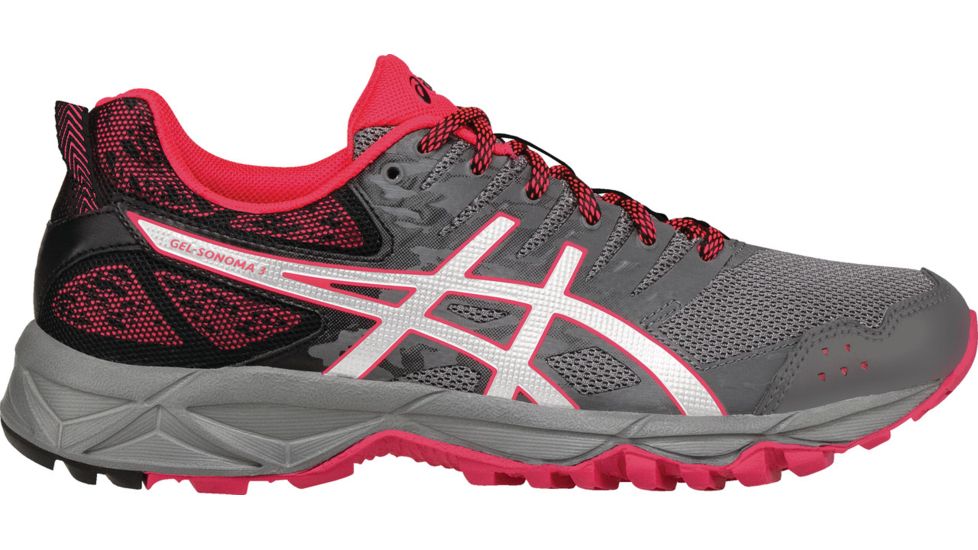 Asics Gel-Sonoma 3 Trail Running Shoe - Women's-Carbon/Silver/Diva Pink-Medium-8