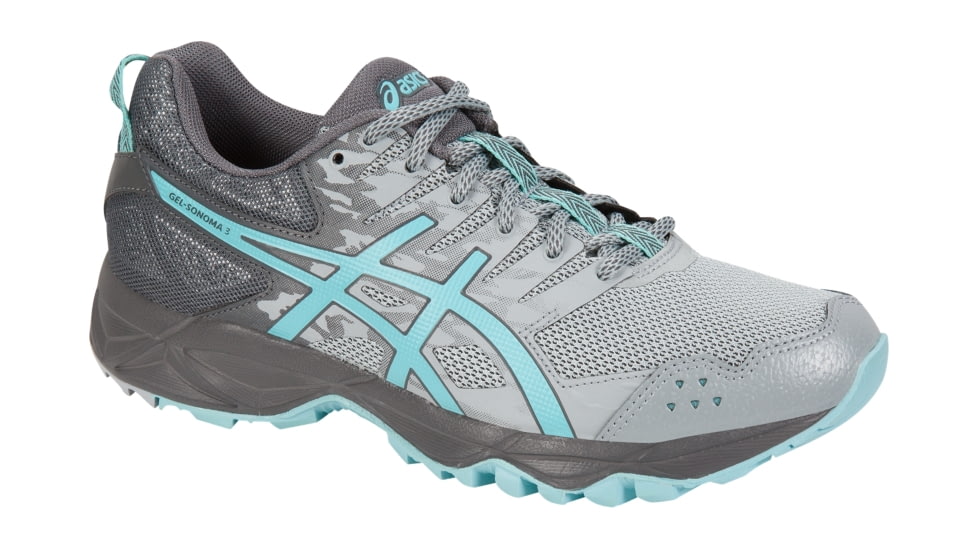 Asics GEL-SONOMA 3 Trail Running Shoes - Women's, Midgrey/Aqua Splash/Carbon, Medium, 7.5 US T774N.9667-7.5