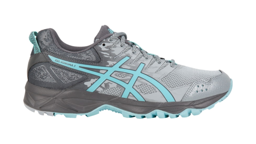 Asics GEL-SONOMA 3 Trail Running Shoes - Women's, Midgrey/Aqua Splash/Carbon, Medium, 7.5 US T774N.9667-7.5