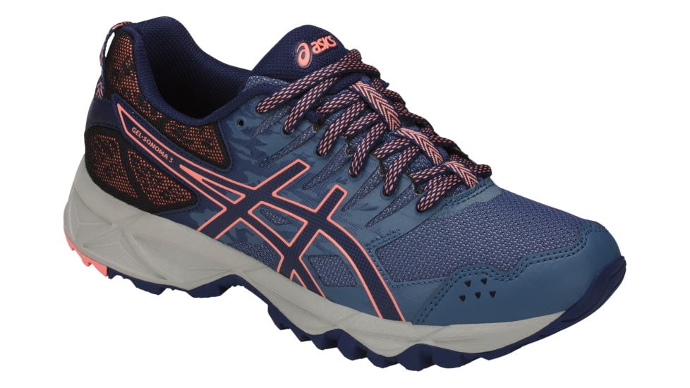 Asics GEL-SONOMA 3 Trail Running Shoes - Women's, Smoke Blue/Indigo Blue/Begonia Pink, Medium, 6.5 US T774N.5649-6.5