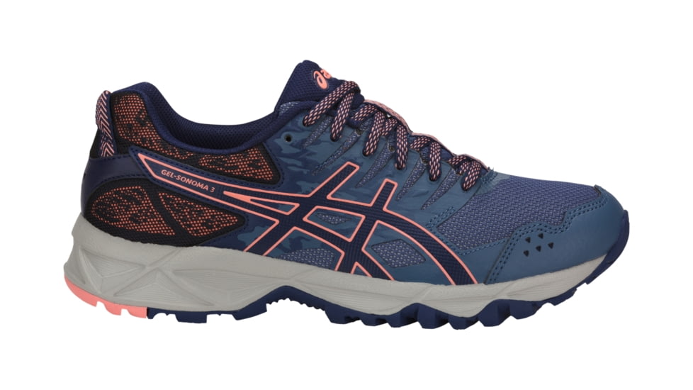 Asics GEL-SONOMA 3 Trail Running Shoes - Women's, Smoke Blue/Indigo Blue/Begonia Pink, Medium, 6.5 US T774N.5649-6.5