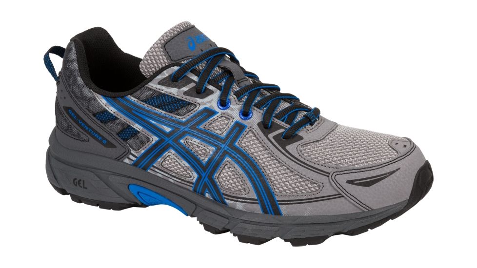 Asics GEL-Venture 6 Trail Running Shoes - Men's, Aluminum/Black/Directoire Blue, Medium, 10 US T7G1N.9690-10