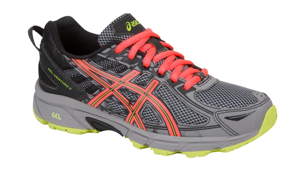 Asics GEL-Venture 6 Trail Running Shoes - Women's, Phantom/Coral/Lime, Medium, 10 US T7G6Q.1606-10