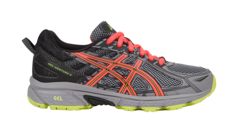 Asics GEL-Venture 6 Trail Running Shoes - Women's, Phantom/Coral/Lime, Medium, 10 US T7G6Q.1606-10