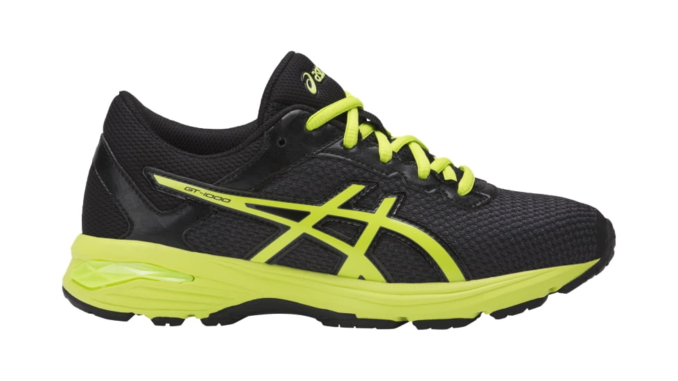 Asics GT-1000 6 GS Shoes - Kids , Black/Energy Green/Silver, Medium, 3 US C740N.9077-3