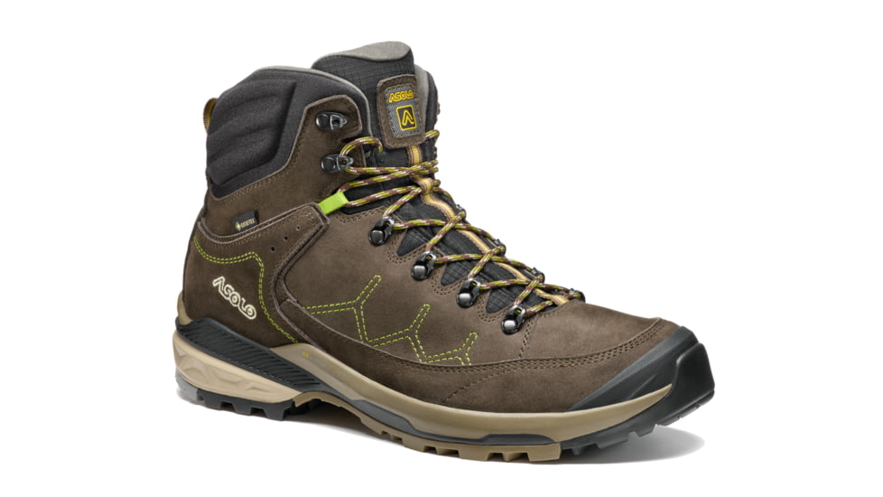 Asolo Falcon EVO Nubuck GV MM Hiking Boot - Mens, Dark Brown/Lime, 10, A40064-116-100