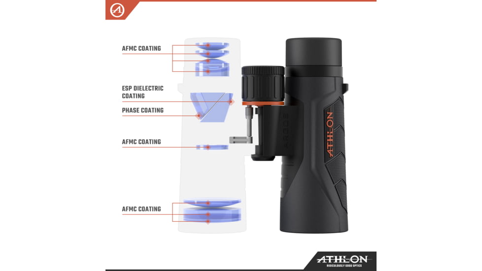 Athlon Optics Argos Gen II UHD Binocular, 10x42mm, Roof Prism, BaK4, Magnesium, Black, 114011