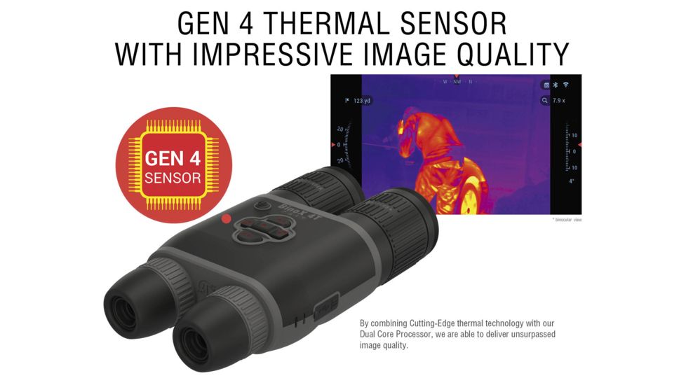 ATN Binox-4T 384-1.25-5x Thermal Binocular, Black / Grey, TIBNBX4381L