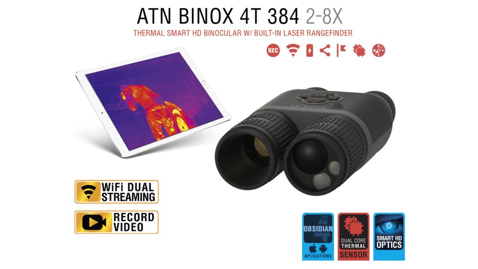 ATN Binox-THD 384-2-8x Thermal Binocular, Black / Grey, TIBNBX4382L
