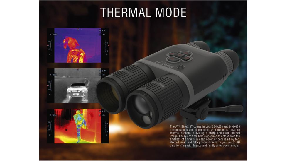 ATN Binox-THD 384-2-8x Thermal Binocular, Black / Grey, TIBNBX4382L