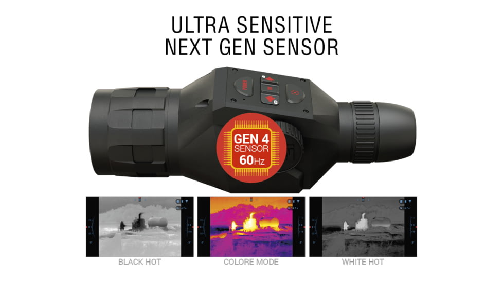 ATN OTS 4T, 2.5-25x, 640x480, Thermal Viewer w/ Full HD Video rec, WiFi, Smooth zoom, iOS/Android Controlling App, Black, TIMNO4643A