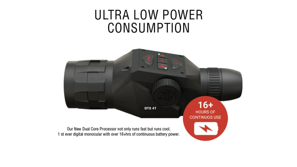ATN OTS 4T, 2.5-25x, 640x480, Thermal Viewer w/ Full HD Video rec, WiFi, Smooth zoom, iOS/Android Controlling App, Black, TIMNO4643A