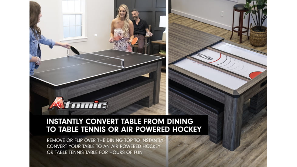 Atomic NorthPort 3-in-1 Dining/Air Hockey/TT Table, Woodgrain, G05305W