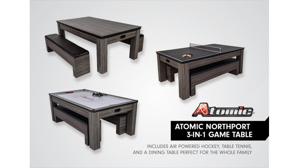 Atomic NorthPort 3-in-1 Dining/Air Hockey/TT Table, Woodgrain, G05305W