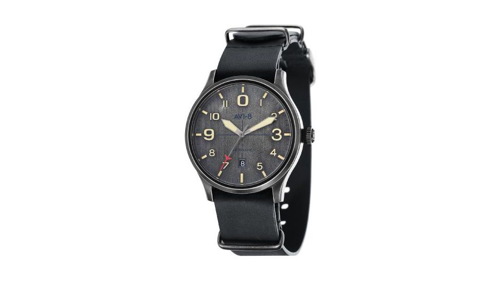 AVI-8 Flyboy Watch Automatic Japan 3 Hands with Date, Vintage Black/Black, AV-4021-0J