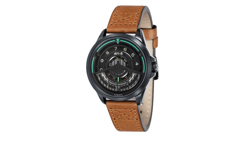 AVI-8 Hawker Harrier II Pegasus Concept Watch Japan Automatic 3 Hands, Black/Brown AV-4047-04