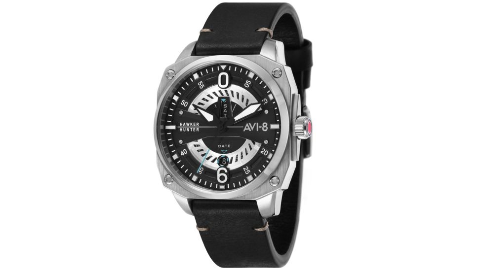 AVI-8 Hawker Hunter Watch Japan Quartz 3 Hands with Date and Day, Black/Black AV-4057-01
