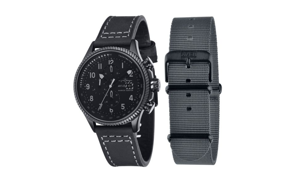 AVI-8 Hawker Hunter Watch Quartz Japan Chronograph with Date, Black/Black, AV-4036-05