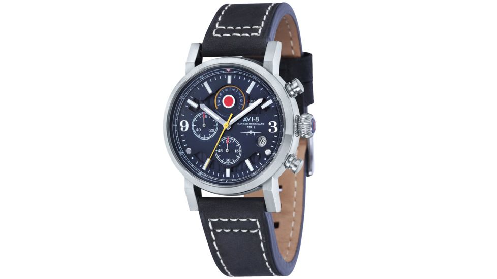 AVI-8 Hawker Hurricane Watch Japan Quartz Chronograph with Date, Blue/Black AV-4041-03