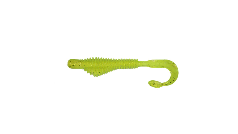B-Fish-N AuthentX Moxie Curltail Swimbaits, 10, 4in, Chartreuse-Silver Flake/White Core, 4MR-104