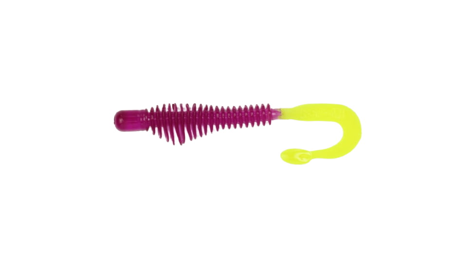 B-Fish-N AuthentX Moxie Curltail Swimbaits, 10, 4in, Purple/Chartreuse Tail, 4MR-105