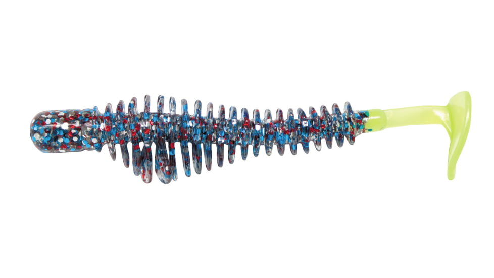 B-Fish-N AuthentX Pulse R Paddle Tail Swimbaits, 50, 3.25in, Firecracker/Chart Tail, 325PR-133