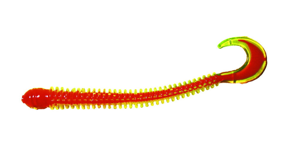 B-Fish-N AuthentX Ringworm Worm, 10, 4in, Chartreuse/Orange Core, RW-101