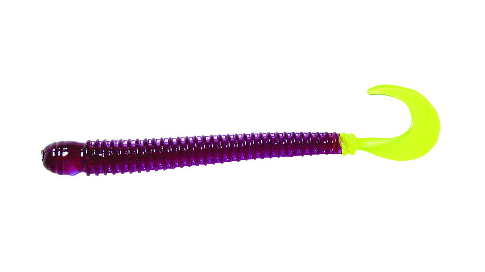 B-Fish-N AuthentX Ringworm Worm, 10, 4in, Purple/Chartreuse Tail, RW-105