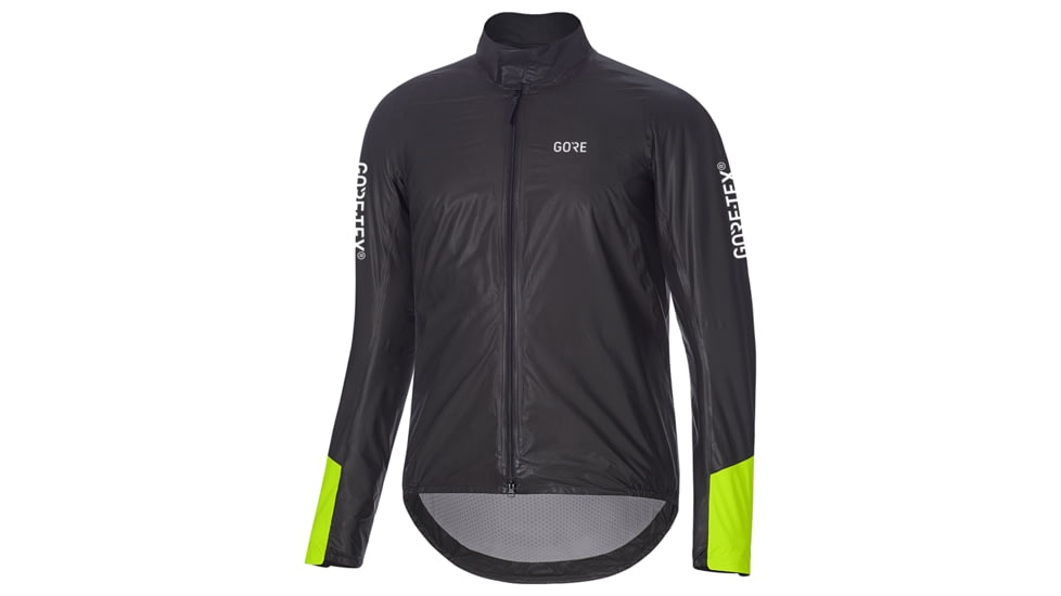 GOREWEAR Mens C5 GORE-TEX SHAKEDRYTM 1985 Insulated Viz Cycling Jacket in Black/Neon Yellow XS Slim fit Waterproof DBA5E50E, 100418-9908-S