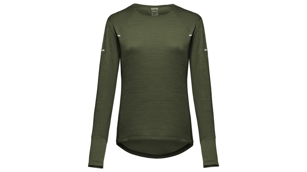 GOREWEAR Vivid Long Sleeve Running Shirt Womens in Utility Green Small 4-6 Slim fit 8AF16EA1, 100756-BH00-38
