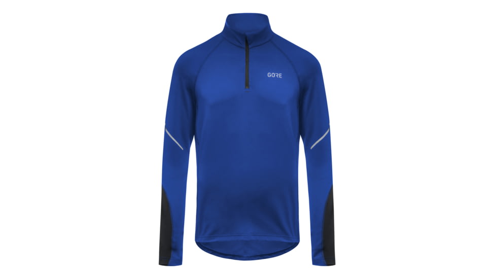 GOREWEAR Mens M Mid Long Sleeve Zip Running Shirt in Ultramarine Blue/Black Medium Slim fit E99D02FF, 100530-BL99-L